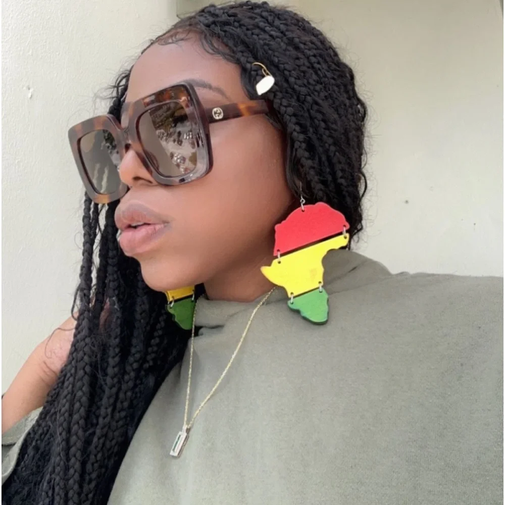 New - Gucci Oversized Square Havana Brown GG0328s 002 Sunglasses